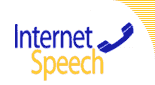 Internet Speech Logo. Features the words Internet Speech next to an icon of a traditional telephone handset with arrows showing a complete circle between the telephone and the internet.