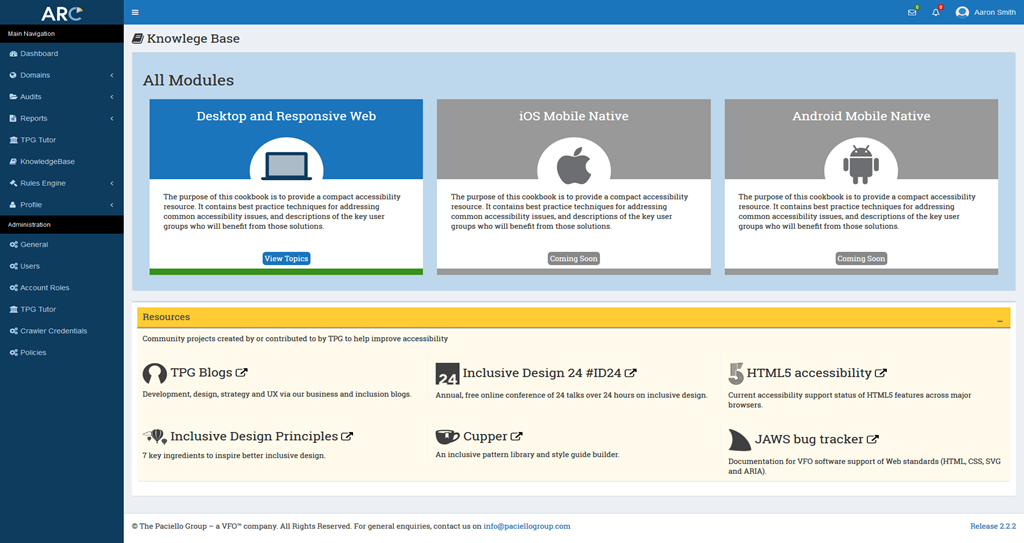 Screen shot of the The Paciello Group Knowledge Base (TPG KB)
