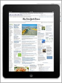 Photo of an Apple iPad showing the New York Times inside the Safari browser.